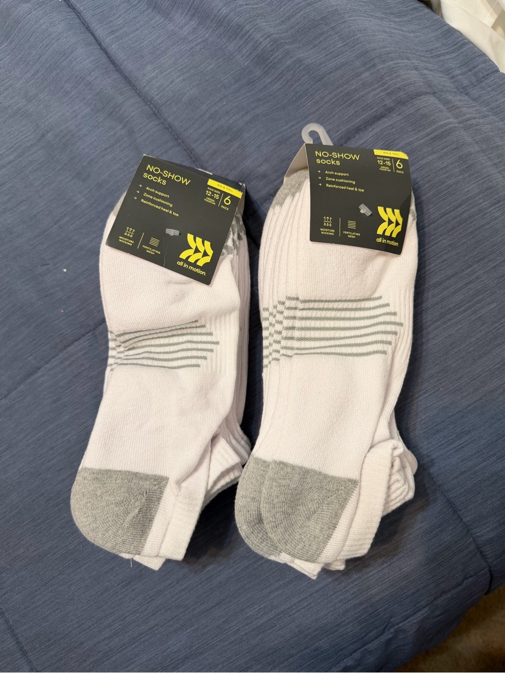 all in motion No-Show Athletic Socks - White with Gray Heel & Toe 2 6 packs